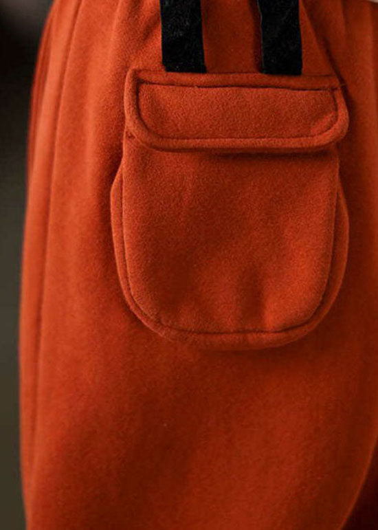 Schicke Orange Cinched Pockets Warme Fleecehose Winter