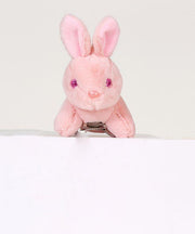Chic Pink Alloy Chain Plush Rabbit Brooches