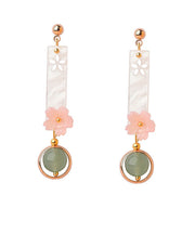 Schicke rosa Schalentier-Blume feine Jade-Tropfen-Ohrringe