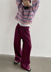 Chic Purple O-Neck Cozy Striped Knit Pullover Tops Winter