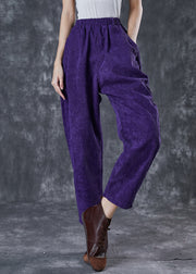Chic Purple Oversized Pockets Corduroy Harem Pants Spring