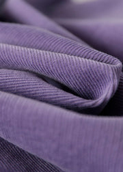 Schicke lila Patchwork-Hemdkleider aus Cord mit langen Ärmeln