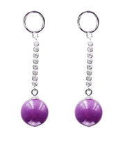 Chic Purple Sterling Silver Inlaid Gem Stone Zircon Drop Earrings