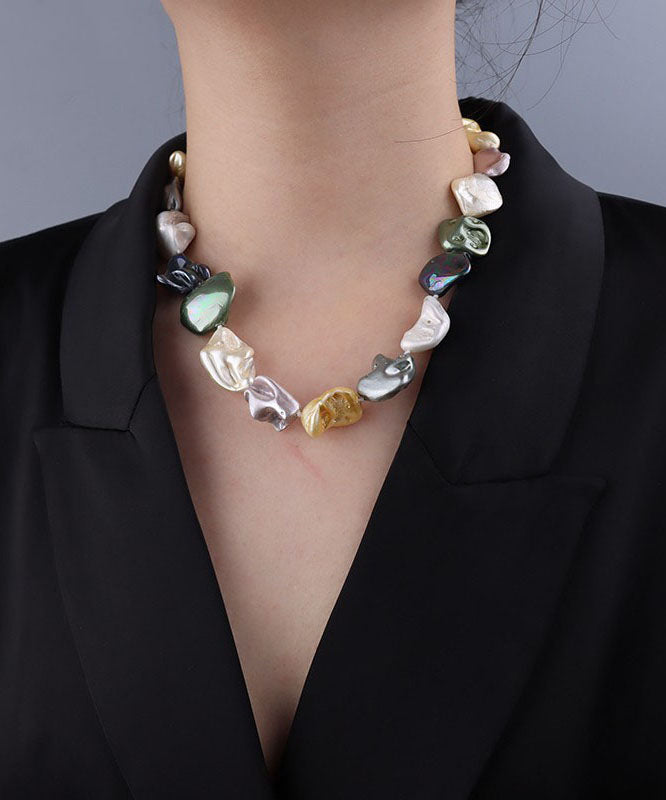 Chic Rainbow Pearl Shell Graduated Bead Necklace