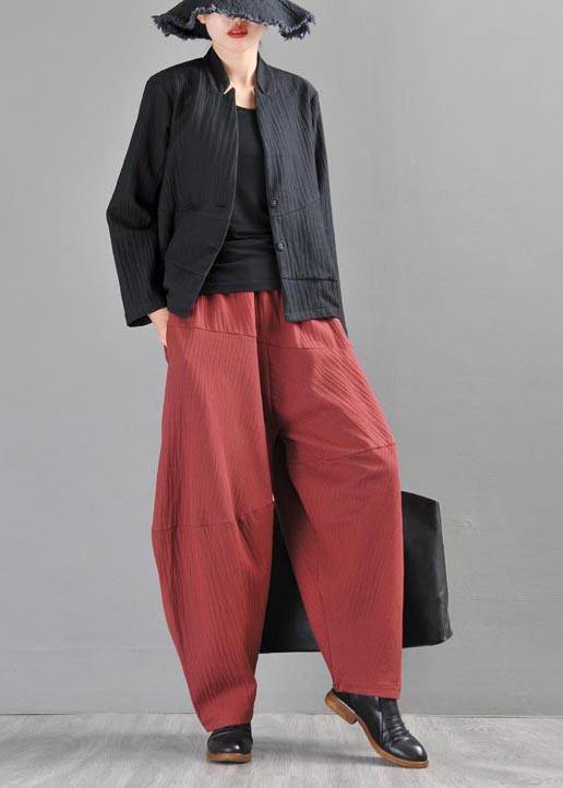 Chic Red Cotton Linen Radish trousers Pants Summer - SooLinen