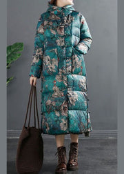 Chic Red Hooded Print Duck Down Winter down coat