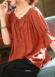Chic Red O-Neck Neck TIie Side Open Shirts Short Sleeve