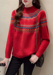 Chic Red fashion Thick retro Fall Knit Sweater