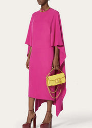 Chic Rose Asymmetrical Design Holiday Maxi Dress Fall