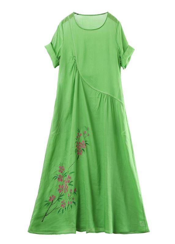 Chic Rose Print asymmetrical design Party Summer Linen Dress - SooLinen