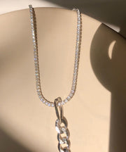 Chic Silk Sterling Silver Inlaid Zircon Necklace