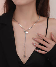 Chic Silk Sterling Silver Pearl Broken Silver Pendant Necklace