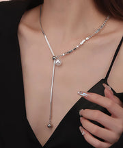Chic Silk Sterling Silver Pearl Broken Silver Pendant Necklace