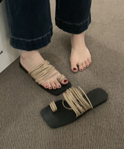 Chic Soft Splicing Women Khaki Slide Sandals Peep Toe
