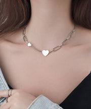 Chic Sterling Silver Overgild Love Necklace