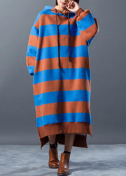 Chic Sweater dresses Beautiful Hoodies Split Stripe Knitted Winter Dress