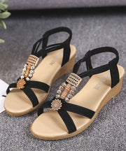 Chic Wedge Sandals Comfortable Black Suede