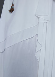 Chic White Asymmetrical Design Draping Chiffon Dresses Summer