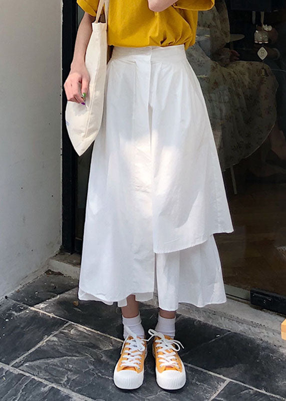 Chic White Asymmetrical High Waist A Lline Skirts Spring