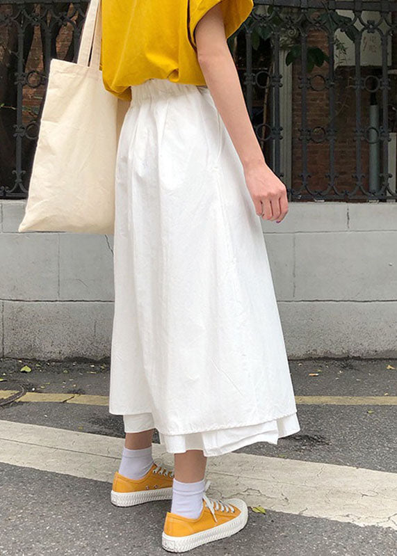Chic White Asymmetrical High Waist A Lline Skirts Spring