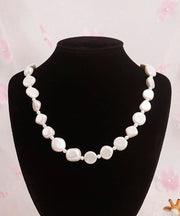 Chic White Asymmetricar Pearl Gratuated Bead Necklace