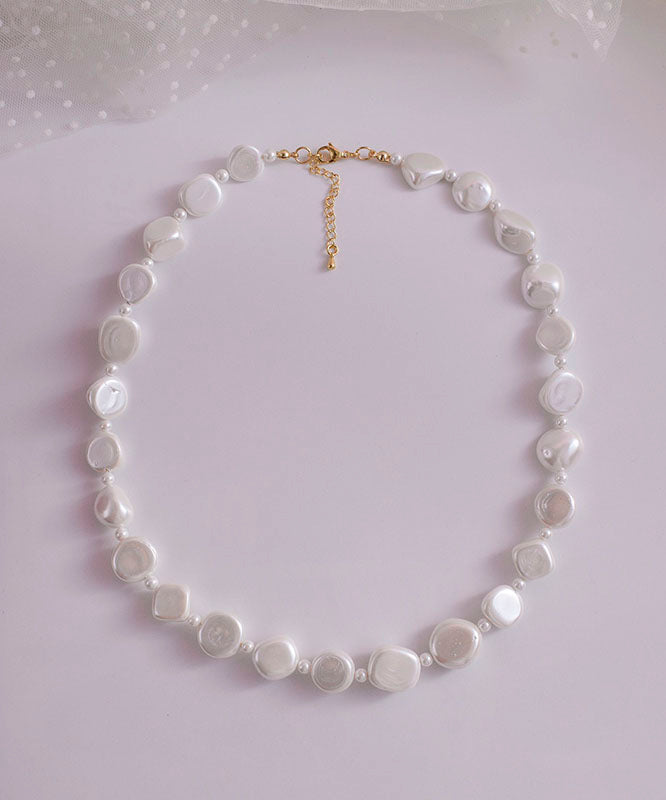 Chic White Asymmetricar Pearl Graduated Bead Necklace