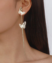 Schicke weiße Schmetterlings-Quasten-Zirkon-Tropfen-Ohrringe