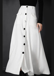 Chic White zippered A Line Skirts Summer - SooLinen