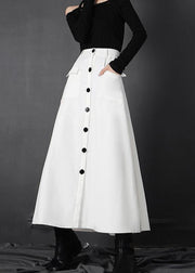 Chic White zippered A Line Skirts Summer - SooLinen