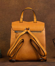 Chic Yellow Floral Embossing Calf Leather Women's Tote Handbag