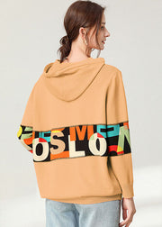 Chic Yellow Letter Patchwork Knit Loose Tops