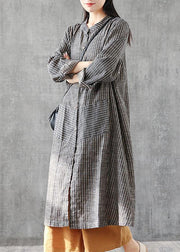 Chic gray striped linen Tunics stand A line skirts Art  Dresses - SooLinen