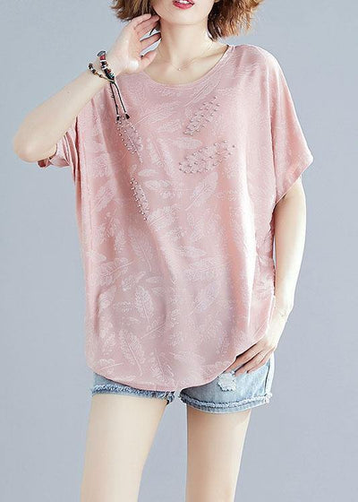 Chic o neck blended tunic top Tunic Tops pink tops summer - SooLinen