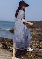 Chic o neck cotton outfit Photography blue Dresses summer - SooLinen