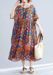 Chic prints cotton outfit big hem Maxi summer Dresses - SooLinen