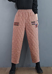 Chic red trousers Thin elastic waist thick Fashion Ideas women pants - SooLinen