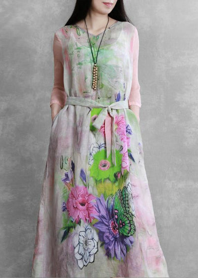 Chic v neck pockets summer dresses Photography floral Dresses - SooLinen