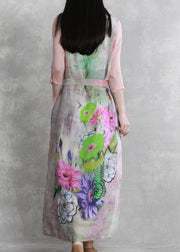 Chic v neck pockets summer dresses Photography floral Dresses - SooLinen