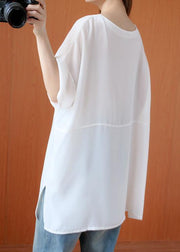 Chic white Letter clothes o neck oversized summer tops - SooLinen