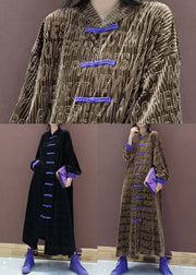 Chinese Style Black Chinese Button Patchwork Silk Velour Trench Coat Spring