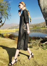 Chinese Style Black Embroidered Tasseled Silk Dresses Bracelet Sleeve