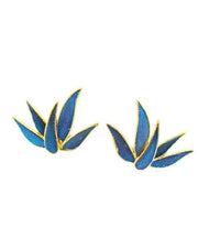 Chinese Style Blue Asymmetric Silver Stud Earrings