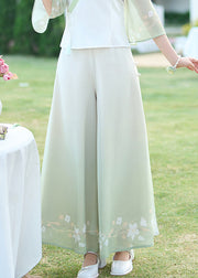 Chinese Style Blue Print Elastic Waist Tulle Pants Skirt Summer