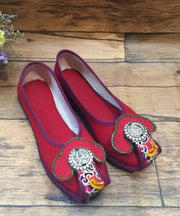 Chinese Style Green Embroideried Flat Shoes For Women