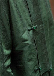 Grüne Stehkragen-Knopfoberteile im chinesischen Stil mit langen Ärmeln