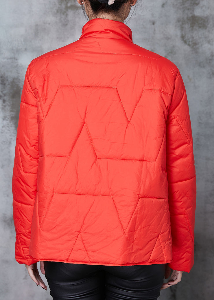 Chinese Style Red Embroideried Oriental Duck Down Puffer Coat Spring