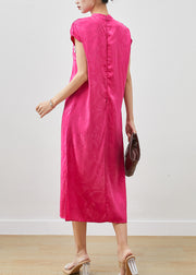 Chinese Style Rose Jacquard Silm Fit Silk Dress Cheongsam Summer