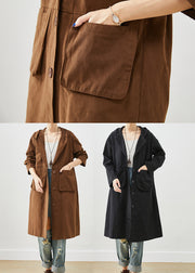 Chocolate Cotton Trench Hooded Pockets Fall