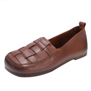 Chocolate Genuine Leather Casual Flat Feet Shoes Penny Loafers - SooLinen