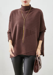 Chocolate Knit Sweater Tops Oversized Batwing Sleeve